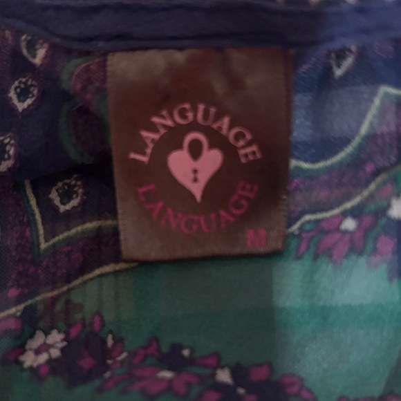 Y2K Language Women's Tunic in Green and Yellow - Picture 3 of 3